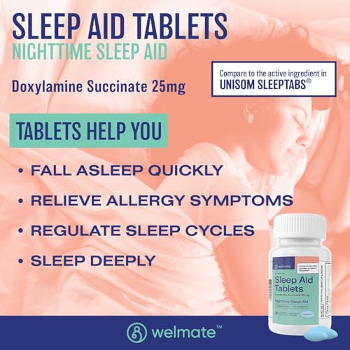 welmate - nighttime sleep aid - doxylamine succinate 25 mg - for adults amp children 12 - 200 tablets