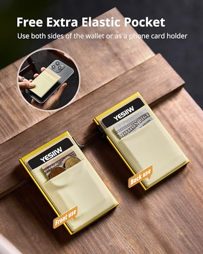 Image of YESIIW Credit Card Holder Wallet for Men RFID Blocking Slim Minimalist Metal Wallet with Money Pocket Contactless Card Protector