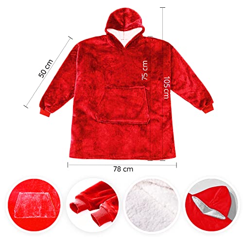 Sweat à capuche oversize chaud pull moelleux manches et capuche - 3