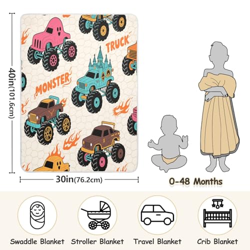 Custom Colorful Truck Fire Beige carseat Blankets for Babies Soft Custom Prints Image Baby Blanket for Newborns, Infants, & Toddlers 30x40in Manta de Algodon para3