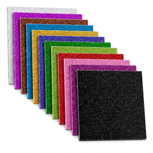 Image of TOEPODO Acrylic Sheets Both-Side Glitter Acrylic Sheets 1 /8 Thick for Laser Cutting Engraving Plexiglass Sheets for Art Design DIY Crafts /Home Deco (12, Multi-Pack, 8 * 8)