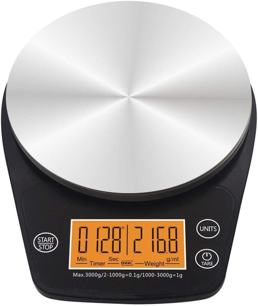 Cyfrowa elektroniczna waga kuchenna ze stali nierdzewnej (z funkcją timera) Wielofunkcyjna kuchenna waga do pieczenia Waga do kawy (3 KG / 0,1 G)
