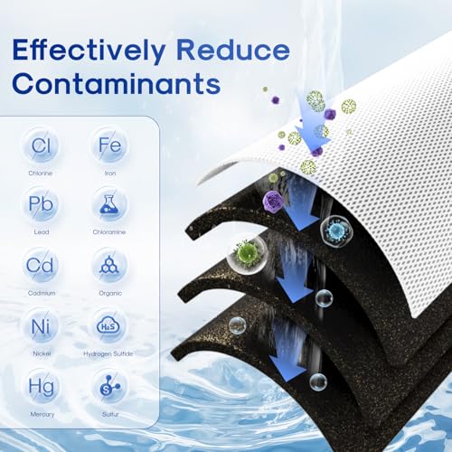 Image of ICEPURE 5 Micron 4.5 inch x 20 inch CTO20BB-KDF Whole House Water Filter Coconut Shell Activated Carbon and KDF Heavy Metal Removal Water Filter Replacement for Home, 2 PACK