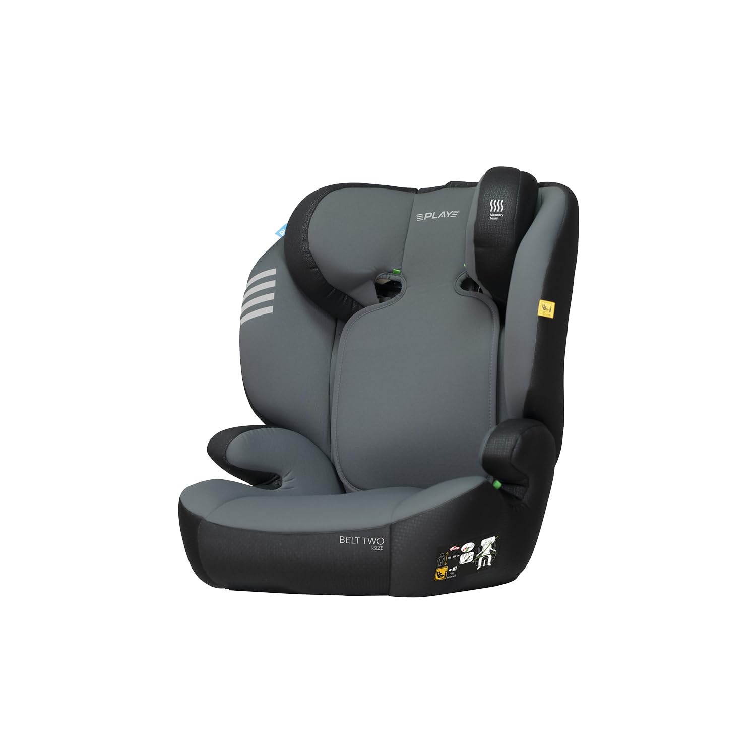 Play Belt Two I-Size. Silla de coche para niño de 3 a12 años (100-150 cm), instalación universal con cinturon, color gris