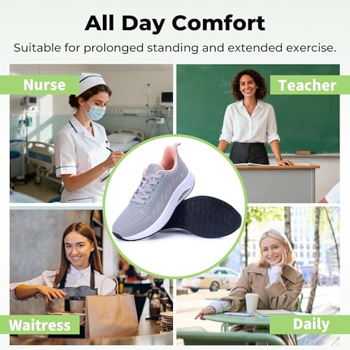 Image of AOV Wide Walking Shoes Women Arch Support Plantar Fasciitis Tennis Sneakers Orthotic Tennis Shoes for Workout Gym Black Size 8