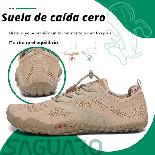 Miniatura 6 de Saguaro Hombre Mujer Zapatillas Barefoot Minimalistas Calzado De Training Ligeras Cmodas Para Caminar Senderismo Ciclismo Trail Running Trekking Playa Agua, Marrón Sepia, 42 Eu