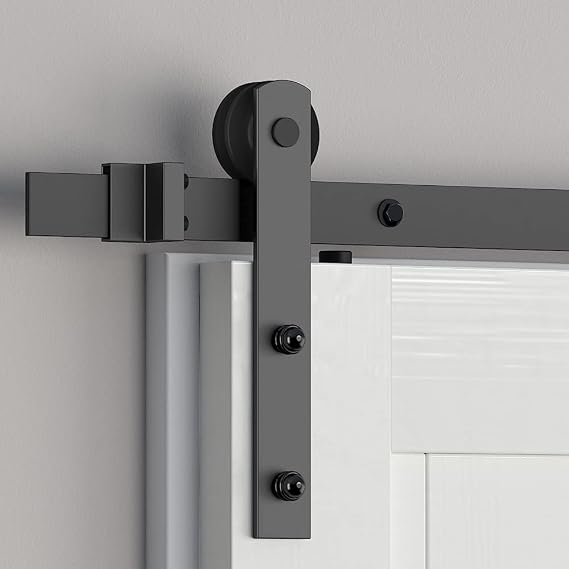 skysen Sliding Barn Door Hardware Roller Set Black (I Shape Hanger Set)