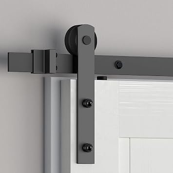 skysen Sliding Barn Door Hardware Roller Set Black (I Shape Hanger Set)