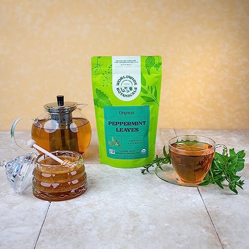 Worldwide Botanicals Organic Peppermint Tea - Pacific Northwest Peppermint - Loose Leaf Premium Herbal Tea, 100% Pure Peppermint, Digestive Tea, Antioxidant, Caffeine Free, 4 Ounces Worldwide Botanicals Organic Peppermint Tea - Pacific Northwest Peppermint - Loose Leaf Premium Herbal Tea, 100% Pure Peppermint, Digestive Tea, Antioxidant, Caffeine Free, 4 Ounces