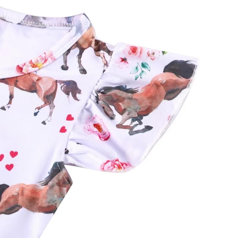 nebljgo Toddler Girls Dress Farm Cute Animal Print Dresses Long Sleeve 2-8Y3