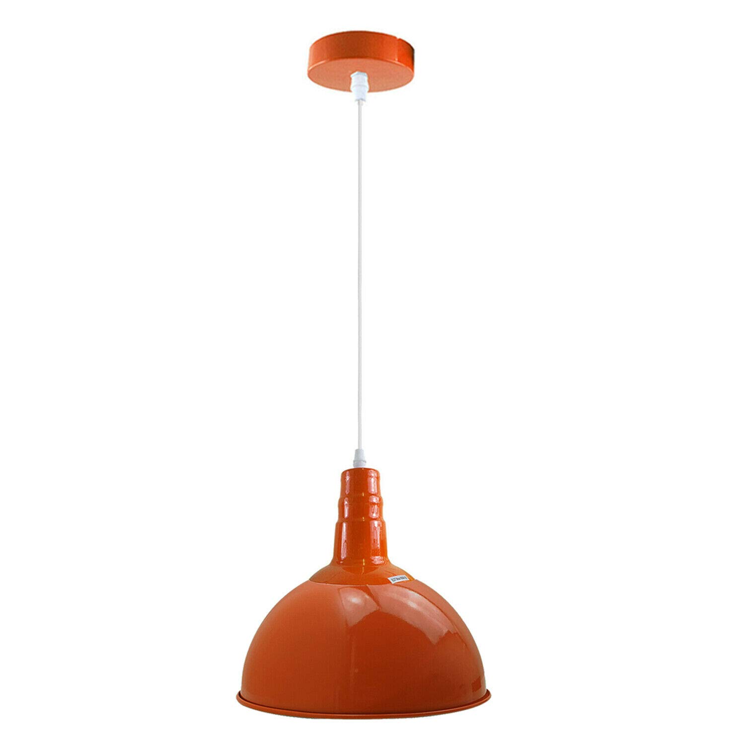 Modern Ceiling Light Fitting, Island Industrial E27 Pendant Lighting with Metal 40cm Large Light Shade, Hanging Suspended Adjustable Ceiling Fixture for Living Room, Bedroom, Office (Orange)
