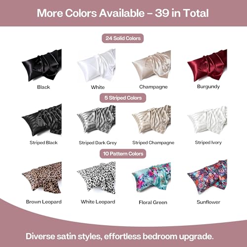 Image of MR&HM Satin Body Pillow Cover, Soft and Breathable Body Pillow Case with Envelope Closure, Cooling and Silky Long Pillowcase for Hair and Skin,Grey (20x54, Rose Taupe)