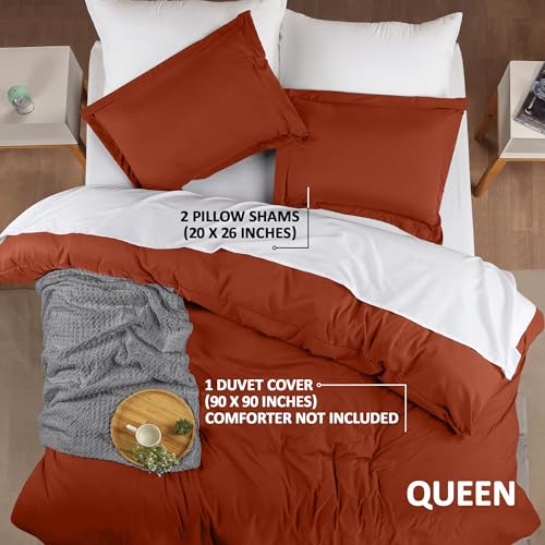Utopia Bedding Duvet Cover Queen Size - 3 Piece with Zipper Closure - 1 Comforter Cover 90X90 Inches & 2 Pillow Shams 20X26 Inches (Orange) Comforter Not Included
