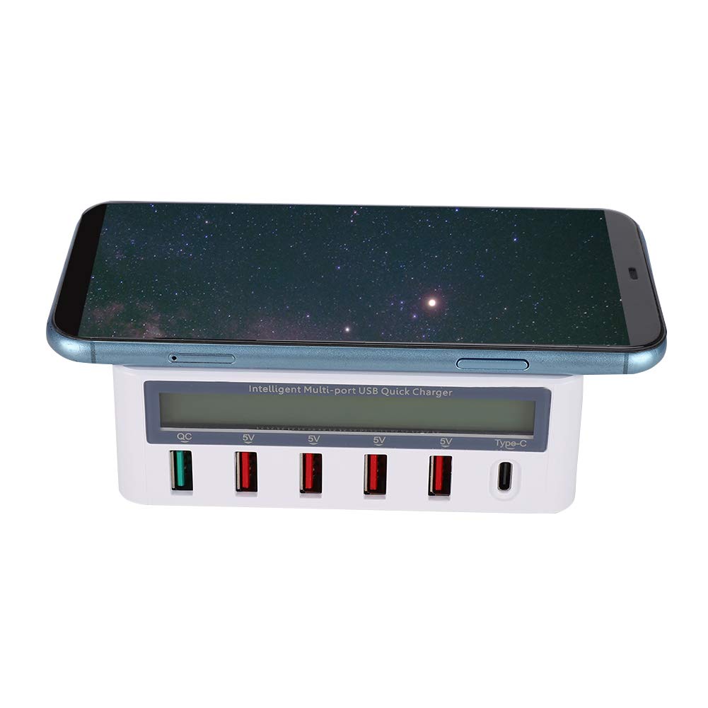 Agatige Caricatore rapido per Telefono Cellulare Port, Adattatore Multi-shunt USB 3.0 da 100-240 V con Ricarica Wireless per la Maggior Parte degli Smartphone(#5)