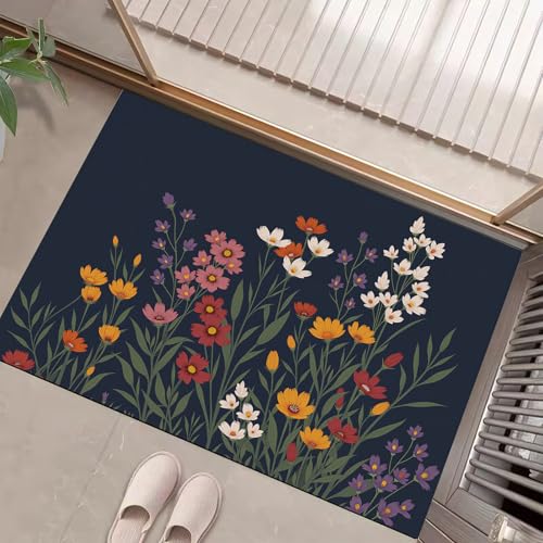 Tapis paysage pastoral entrée intérieur antidérapant fleurs