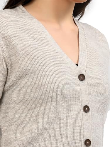 Image of Kalt Women Full Sleeves V-Neck Design Acrylic Cardigan Sweater