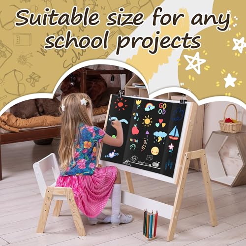 Image of PSHVYM 12 Pcs Black Trifold Poster Board, 26 x 17 inches with Double Sided Tapes and Cardboard, Corrugated Presentation /Display Board for School Project, Science Fair, Business