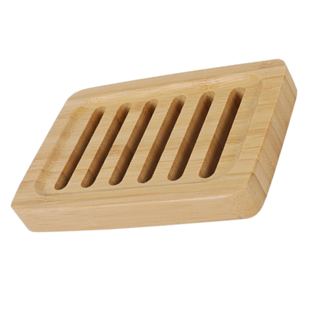 OUNONA 5 Piezas Soporte de Jabón de Bambú para Cocina y Jabonera con Drenaje y Soporte para Esponjas de Limpieza y Jabón Accesorio Práctico