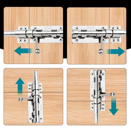 Ayiraa 304 Türriegel Edelstahl, Schlossriegel, Schieberiegel Sicherheitsschloss 12mm Dick Bolzenriegel Mit Vorhängeschloss Loch, Robust & Witterungsbeständig Für Haus Hof Garten Tor Zaun (200mm)