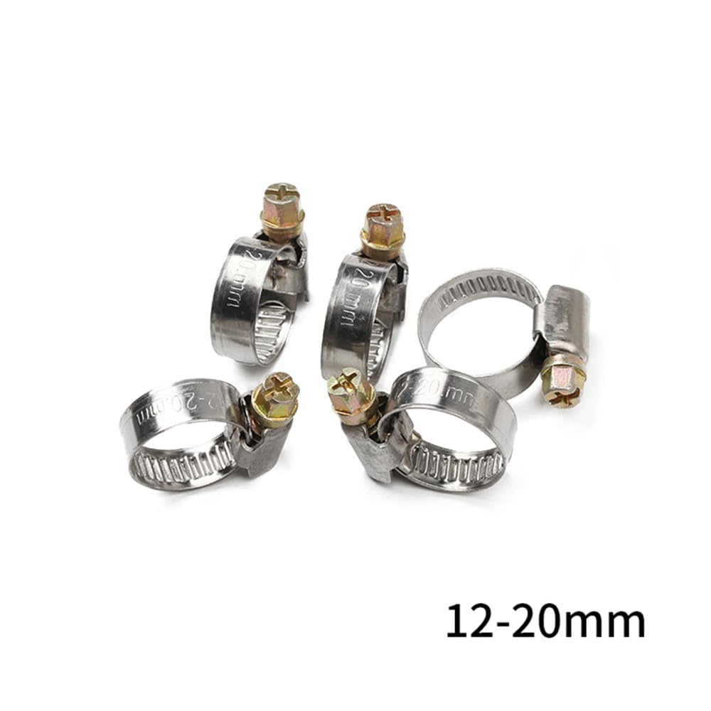 Amplia Gama De Abrazaderas para Tuberías A Granel. 5 Abrazaderas para Mangueras De 8-80 Mm, Clips De Acero Inoxidable para Combustible Y Agua, con Resorte De Accionamiento Sin Fin