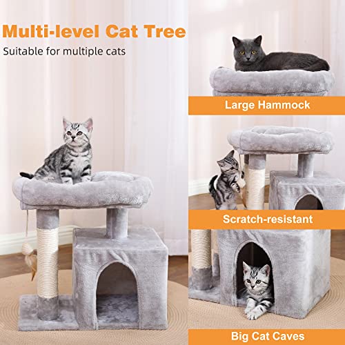 Louscipets Cat Tree Scratching Post For Indoor Cats, 20-Inch Cat Condo With Platform, Cat Tower Cat Furniture Activity Center Play House Grey For Kittens, M Size #TOP5
