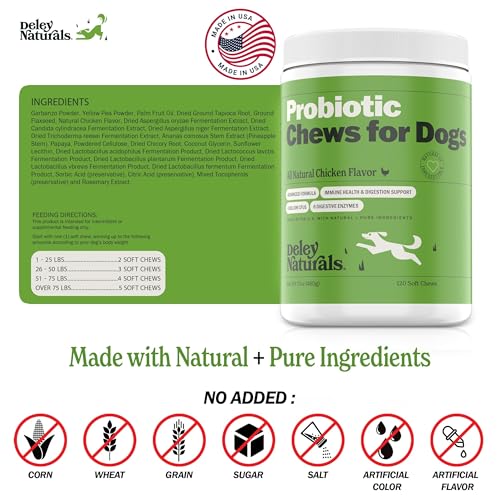 Deley Naturals Probiotics for Dogs - Dog Probiotics Chewable with 6 Digestive Enzymes & 4 Billion CFUs - Probiotic Chews for Dogs Gut Health Diarrhea & Digestion - Digestive Balance Dog Supplements - Image 7