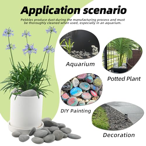 Image of 18LB River Rocks,Mexican Beach Pebbles for Plants,Potting,Garden Landscape Stone Paving Stone Grey 1Inch - 2Inch