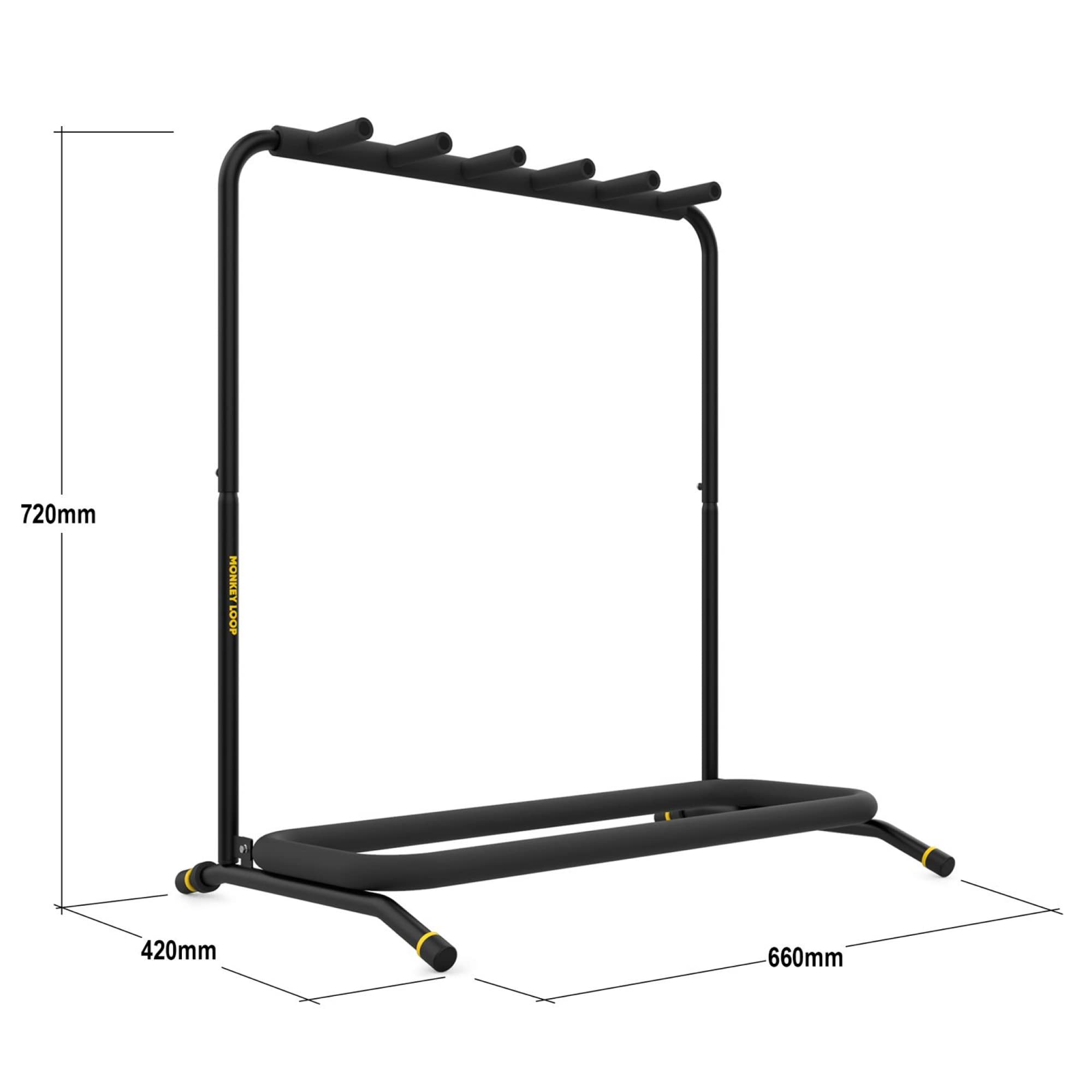 MONKEY LOOP Floor Prime Plus 5 - Soporte de Suelo para 5 Guitarras o Bajos - Soporte Compatible con Guitarras Eléctricas y Bajos Eléctricos - Apoyos Rellenos de Espuma - Resistente a los Arañazos
