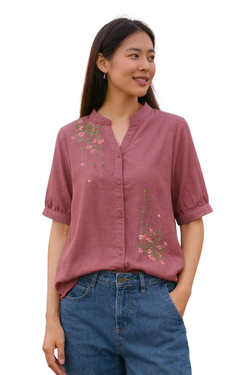 Shirts for Women – Korean Style Long Sleeve Oversized Button Down | Plus Size Workwear Top for Office & Casual Wear (L-98-101)