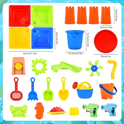 JONRRYIN 4 IN 1 Sand Wasserspieltisch, Wassertisch Strandspielzeug, Matschtisch Strandtisch für Kinder, Sandkastentisch Kinder, Wasser Outdoor Aktivität Sommer Sand Spielzeug für Mädchen Junge