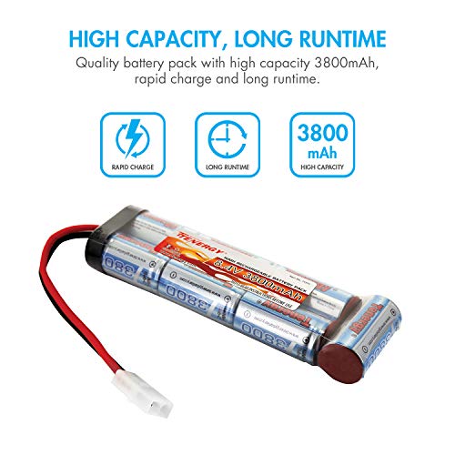Tenergy Airsoft Battery 8.4V Nimh Flat Battery Pack With Standard Tamiya Connector High Capacity 3800Mah Battery For Airsoft Guns, Rc Cars, Rc Planes #TOP3