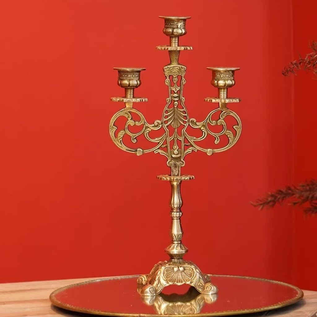 Candlestick 3 Arm Candelabra Brass Candelabra Candelabra Decorative Candelabra for Centerpiece