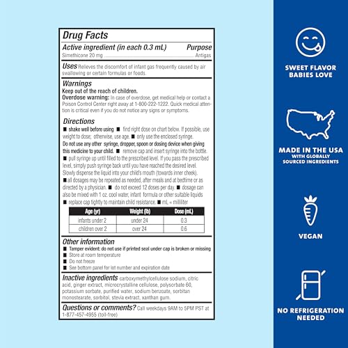 Image of Mommy's Bliss Gas Relief Drops Bottle, with Real Ginger Extract, 1 Fl Oz | #1 pediatrician-recommended ingredient, simethicone; Clean Label Project Certified formula; #1 baby digestion brand