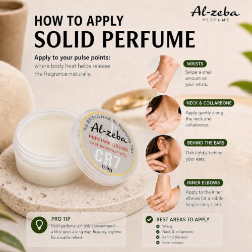Image of Solid Perfume CR7 | Al Zeba CR7 Solid Perfume Cream 9.9g | Alcohol-Free Long Lasting Fragrance Balm for Men & Women | Pocket Size