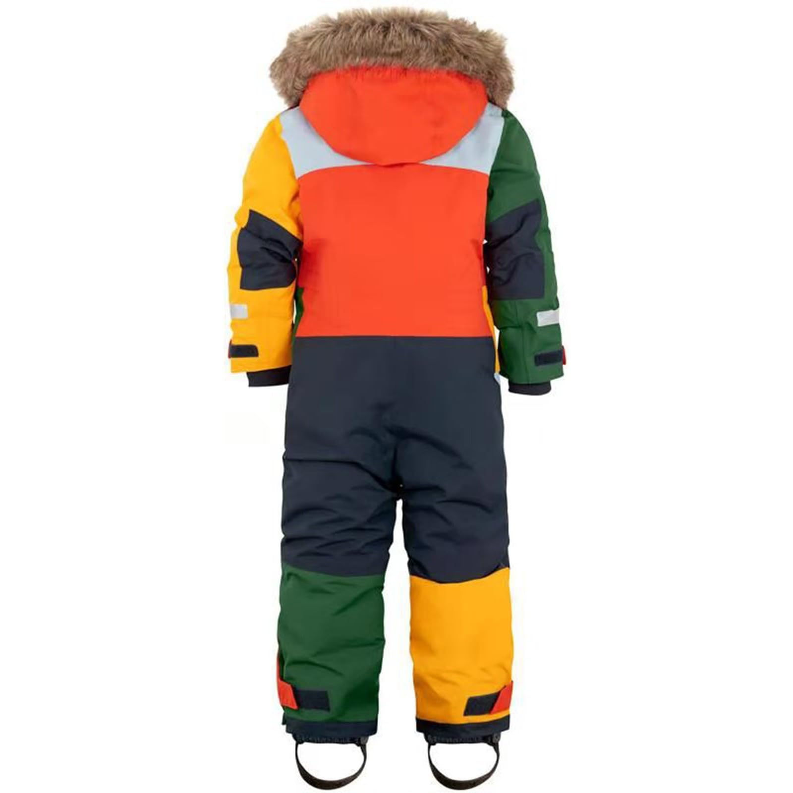 Traje de nieve para niños con forro, traje de esquí unisex, chaqueta de plumón, traje de invierno, mono cálido, ropa de invierno con piel sintética, mono de esquí grueso y suave