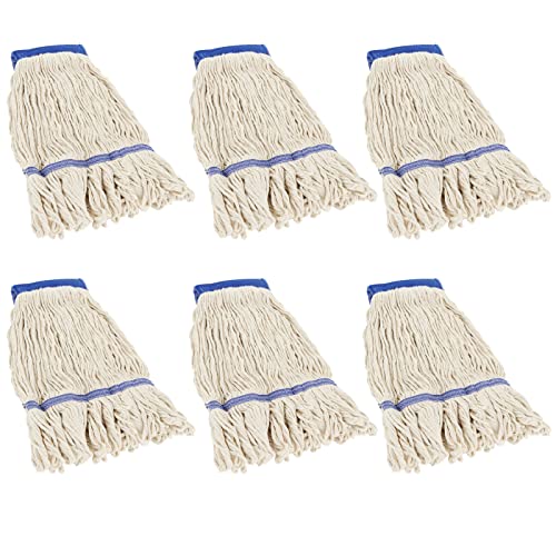 Image of CertBuy 6 Pack Mop Head Replacement, Mop Heads Commercial Replacement Heavy Duty String Mop Refills Mop Head Replacement for Home Industrial and Commercial Use Cleaning (White)