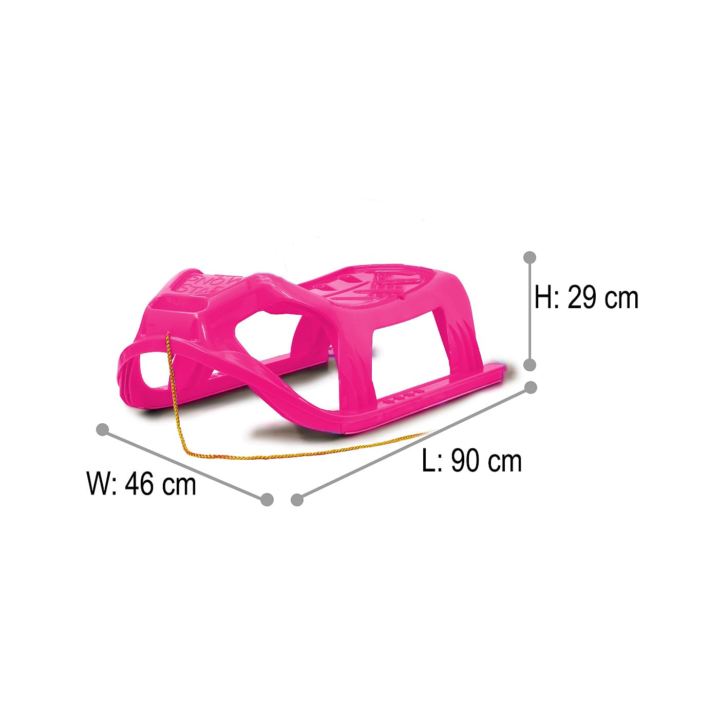 JAMARA Luge 461122 Play Snow-Star - Patins en métal - Corde avec poignée - en Plastique résistant aux Chocs - Rose