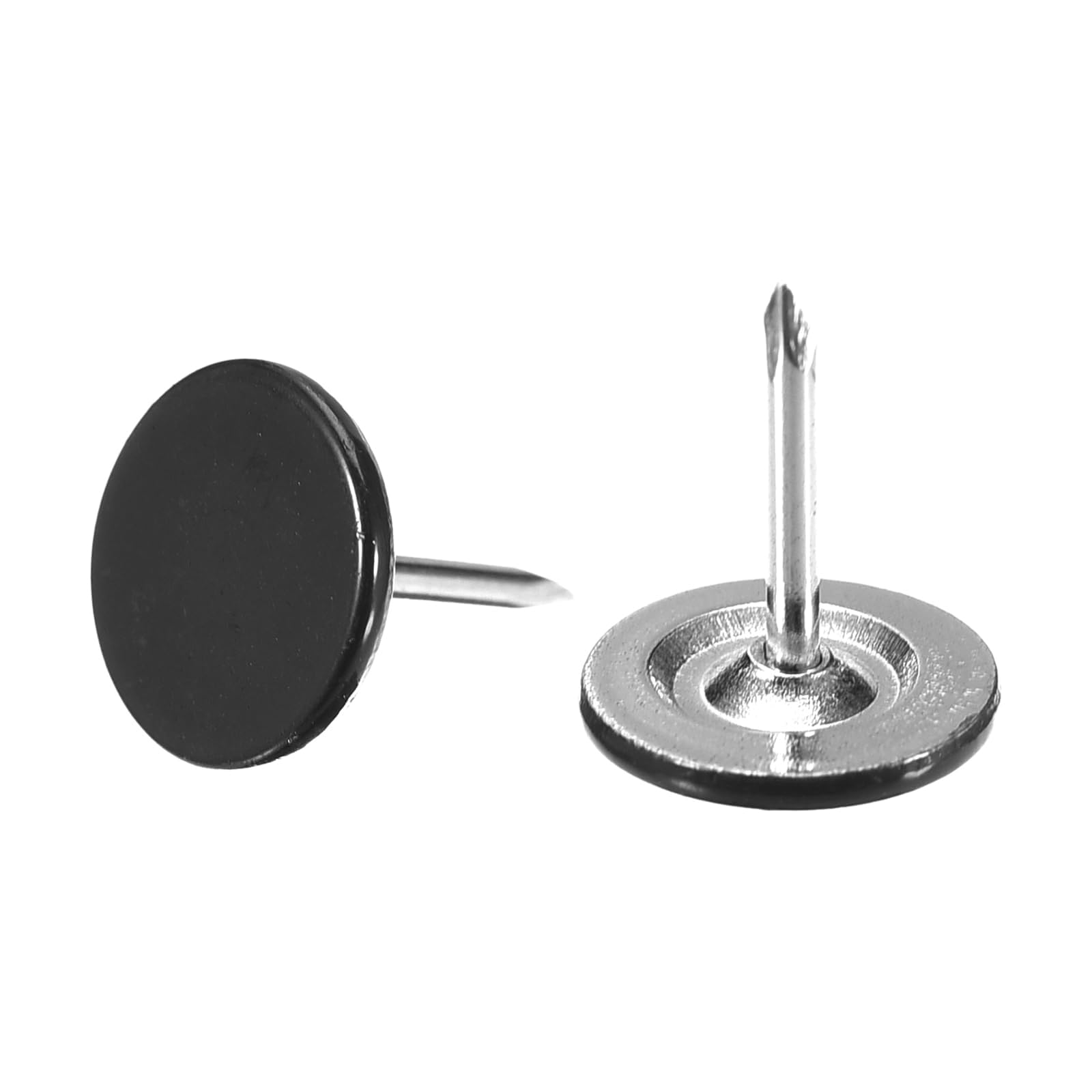 Unifizz 60Pcs Upholstery Tacks 11mmx13mm Decorative Flat Head Furniture Nails Pins Black Tone for Sofa Chair, Headboards