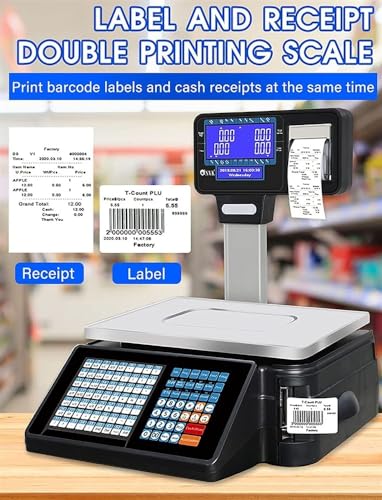 Báscula electrónica comercial con impresora y doble pantalla miniatura 2