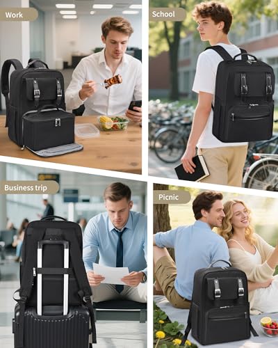 ESTARER Laptop Backpack, Lunch Backpack 15.6 Inch with Insulated Lunch Box for Men Women Water Resistant Work Computer Bag for Office,College,Commuter,Travel,Picnic2