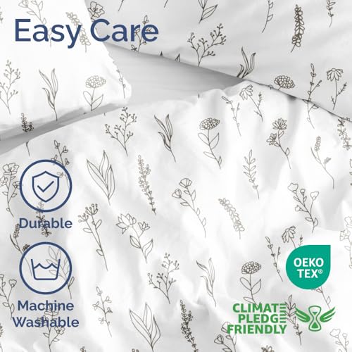 Image of Duvet Cover Twin /Twin XL Size - Printed Duvet Cover Set - 2 Piece - Plants | Soft Printed Duvet Cover 68 x 90 with 1 Pillow Sham, Comfy Printed Bedding Set, Hotel Luxury with Zipper Closures & Ties