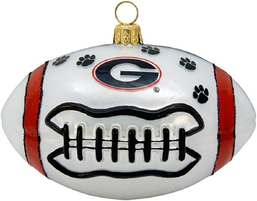 Georgia Bulldogs Football Blown Glass Ornament