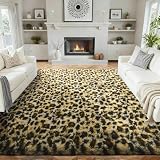 Ophanie 6x9 Leopard Rugs for Living Room Bedroom, Large Cheetah Print Rug Fluffy Shag Fuzzy Plush Soft Throw,Large Shaggy Floor Big Faux Animal Throw Carpets,Home Decor Aesthetic