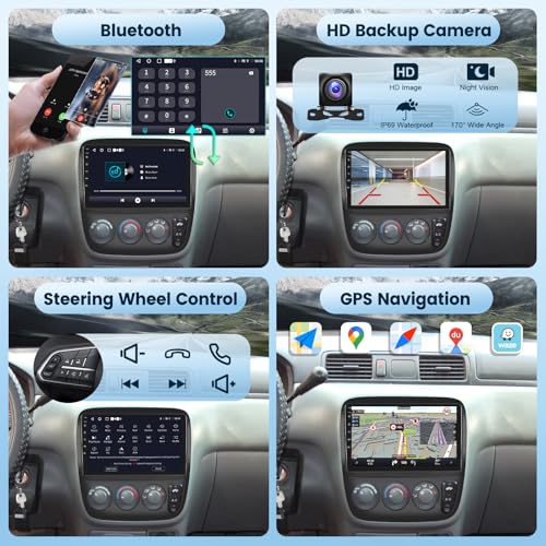 Image of 2G+64G Android 15 Car Stereo Radio for Honda CRV 1997-2001 with Wireless Carplay Android Auto, 9 inch HD Touch Screen in Dash GPS Head Unit Support WiFi HiFi Audio SWC FM+Backup Camera (Manual A /C)