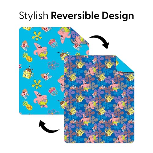 Image of Northwest Nickelodeon Spongebob Tropical Waltz Quilted Throw Blanket, Beach-Themed Bikini Bottom Print, for Adults Boys Girls Bed, Couch, 60 x 80 Inches