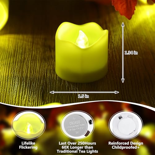 Image of Topstone Green Remote Control Flameless Tealight Candles,CR2450 Battery Powered Votive Candles with Timer,Electric Fake Candle for Home, Christmas Decoration,Pack of 12