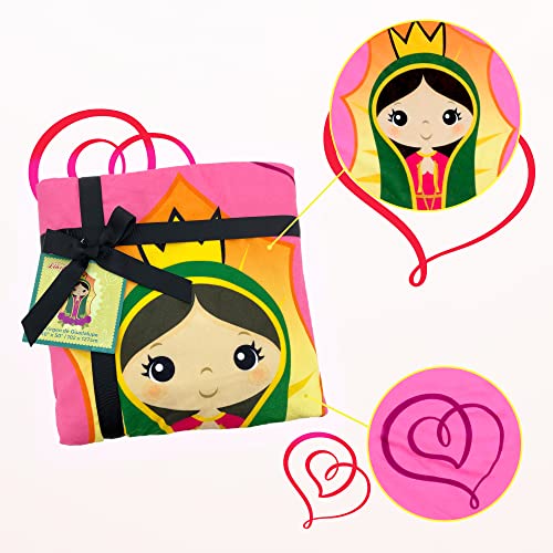 Image of Linzy Plush Virgin Mary Our Lady of Virgen de Guadalupe Baby Double Blanket, Super Soft Baby Double Blanket (50x40 Inch), Pink, 62312
