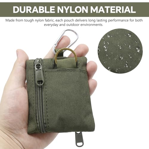 Image of Proberos Tactical Mini Zipper Pouch, 1Pcs, Nylon EDC Coin Purse with Carabiner Clip for Keys, Cards, Cash and Small Tools, 10x9cm