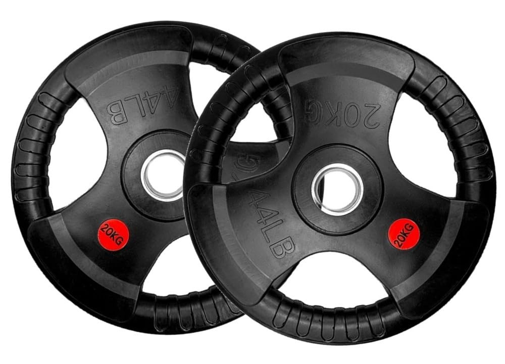 Juego de dos unidades Fit-Force – Discos de Pesa Olímpica 20 KG Hierro Fundido con Revestimiento de Caucho | Diámetro Olímpico 50 mm | Discos de Pesas para Barra y Entrenamiento en Casa o Gimnasio
