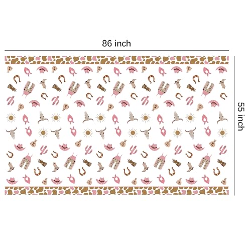 Image of 3 Pack Western Cowgirl Party Decorations Tablecloth for Birthday Baby Shower, Pink Wild West Rodeo Cowgirl Birthday Party Supplies Table Cover, 55in x 86in